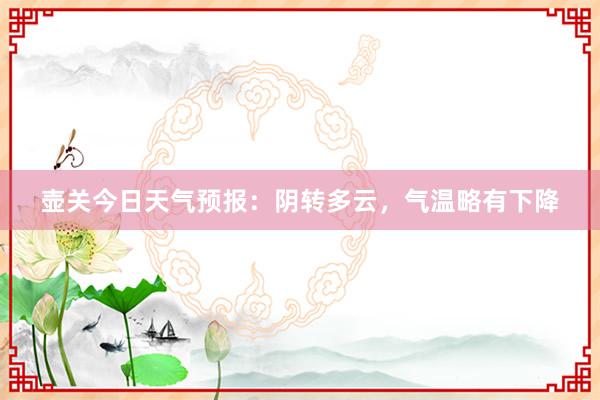 壶关今日天气预报：阴转多云，气温略有下降